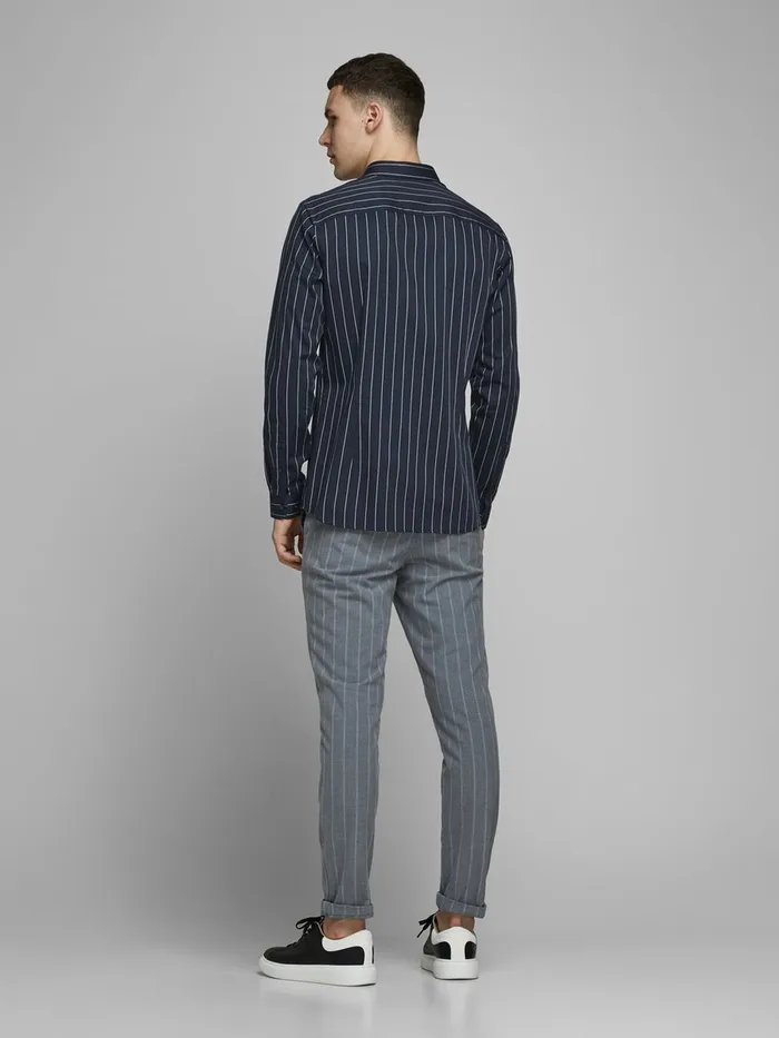 Shirts JACK and JONES Mens STRIPED FORMAL SHIRT Blue Navy Blazer Casaul