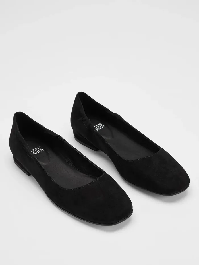 Shoes Women Eileen Fisher Selle Suede Ballet Flat Black