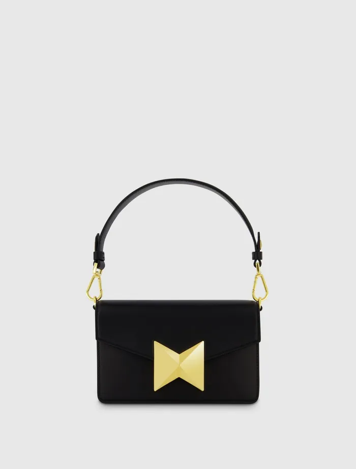 Shoulder Bags Women Mac Duggal Classic Leather Shoulder Bag With Gold Hardware 8211 FINAL SALE Black