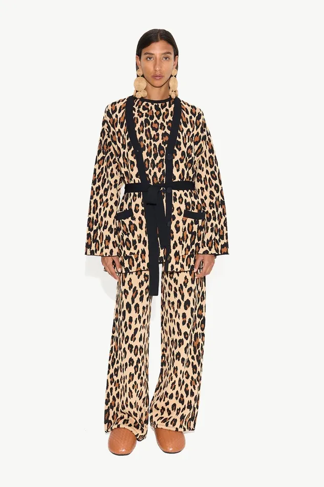 Simon Miller Tops Women Simon Miller Max Belted Knit Cardigan In Cheetah Simon Miller Tops Women Simon Miller Max Belted Knit Cardigan In Cheetah