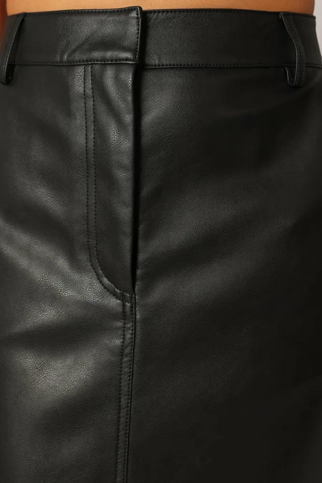Skirts Women Petal and Pup Jade Vegan Leather Column Skirt Black