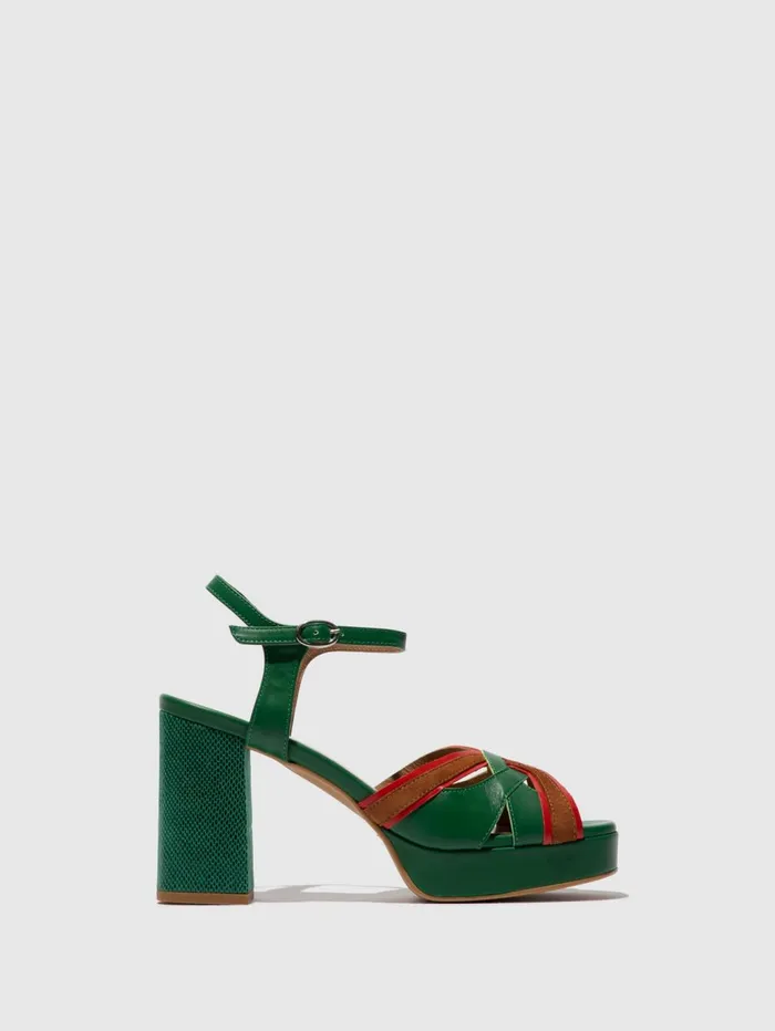 SlingBack Sandals EZUI240FLY EMERALDDKREDCAMEL Women Fly London Sandals