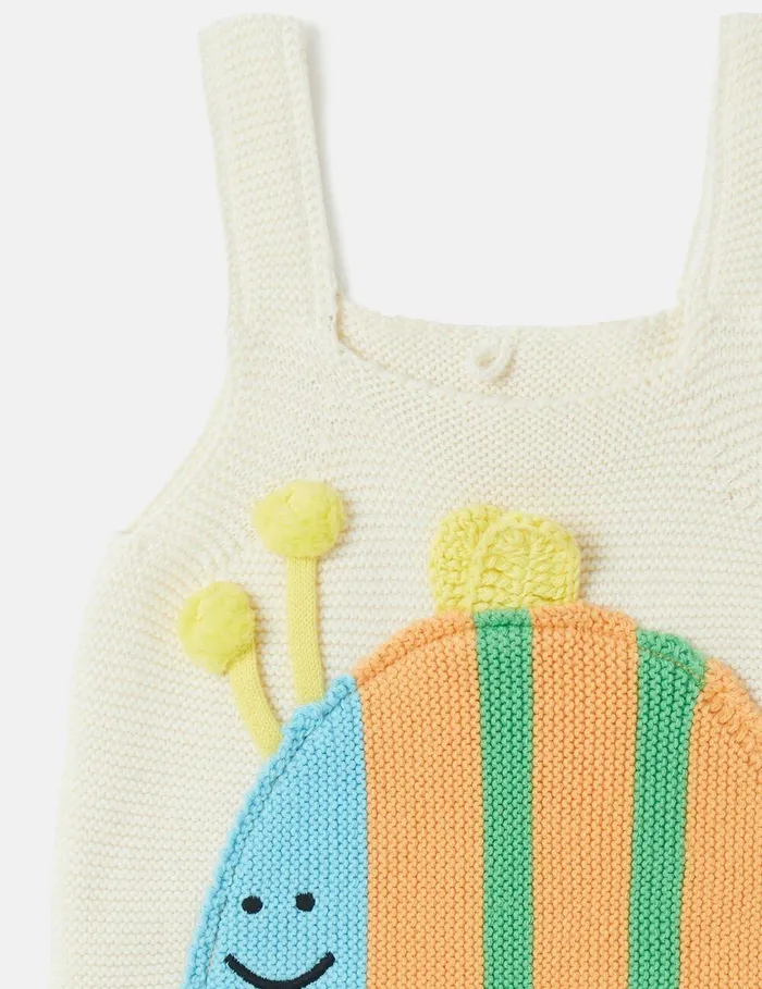 Stella McCartney Baby Boys Kids Striped Bumblebee Motif Bodysuit Ivory