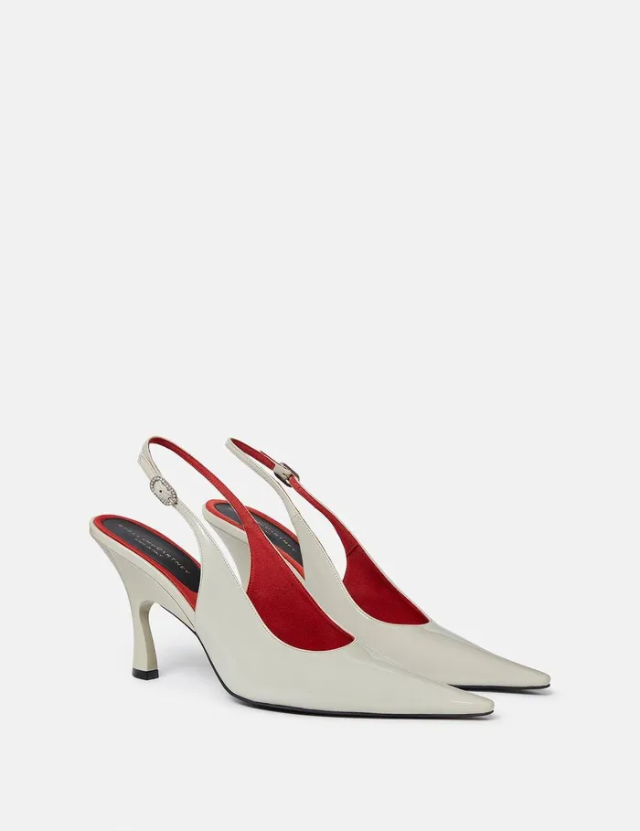 Stella McCartney Heels Women Elsa Pointed Toe Slingbacks Desert Beige Stella McCartney Heels Women Elsa Pointed Toe Slingbacks Desert Beige