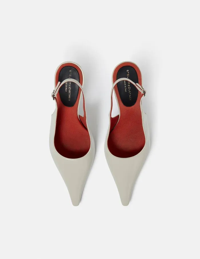 Stella McCartney Heels Women Elsa Pointed Toe Slingbacks Desert Beige Stella McCartney Heels Women Elsa Pointed Toe Slingbacks Desert Beige