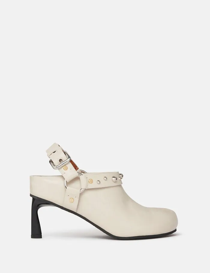 Stella McCartney Heels Women Elyse Studded Heeled Clogs Metallic Gold