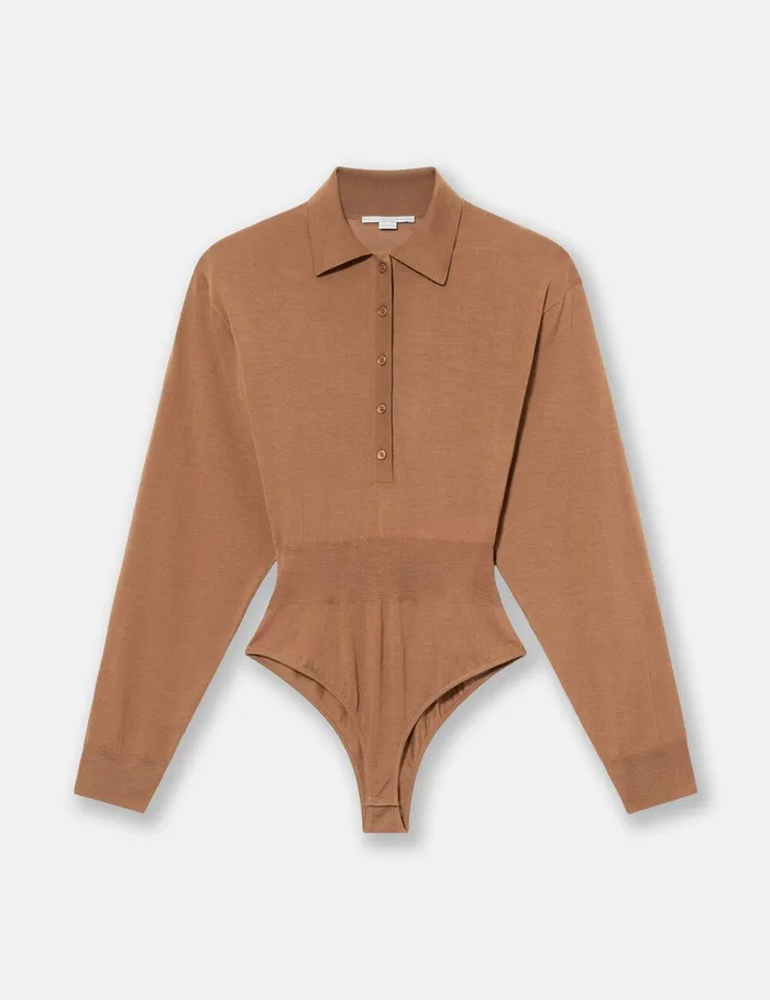 Stella McCartney Knitwear Women Strong Shoulder LongSleeve Bodysuit Light Brown Stella McCartney Knitwear Women Strong Shoulder LongSleeve Bodysuit Light Brown