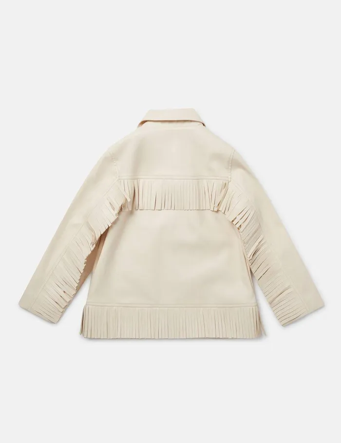 Stella McCartney Outerwear Kids Western Fringed Jacket Cream Stella McCartney Outerwear Kids Western Fringed Jacket Cream