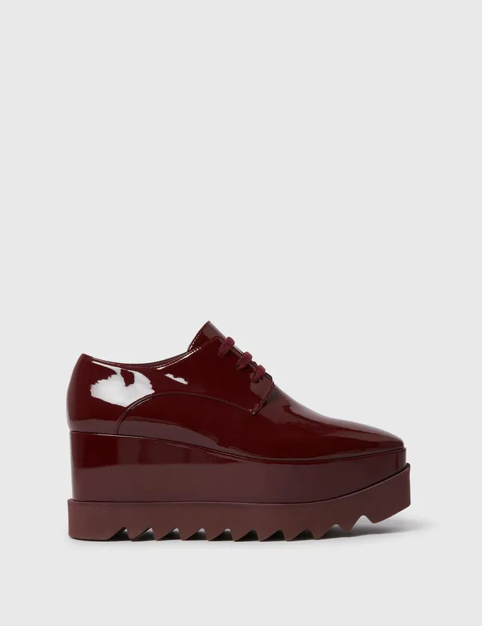 Stella McCartney Wedges Women Limited Edition Elyse Monochrome Platforms Glossy Burgundy