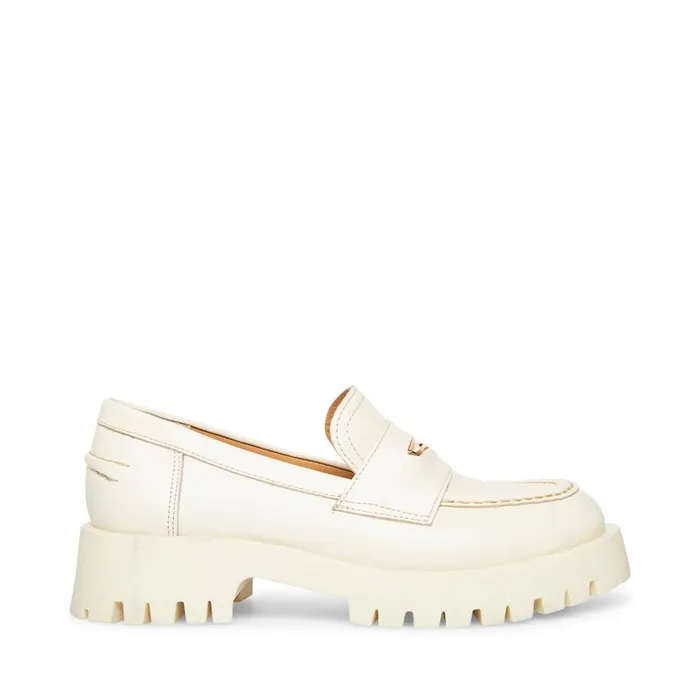 Steve Madden Lawrence Bone Leather Womens Loafers
