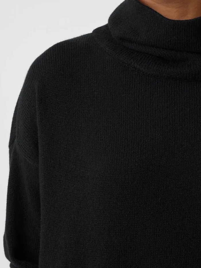 Sweaters and Cardigans Women Eileen Fisher Cotton And Recycled Cashmere Turtleneck Top Black