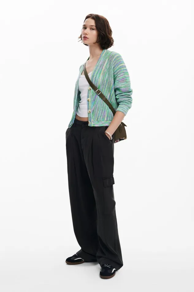 Sweaters Women Desigual Multicolored Printed Cardigan Materialfinishes