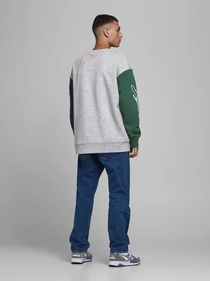 Sweatshirts JACK and JONES Mens COLOUR BLOCK SWEATSHIRT Grey Light Grey Melange Online