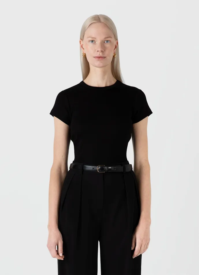 Tshirts and Tops ussunspel Women Ribbed Tshirt Black
