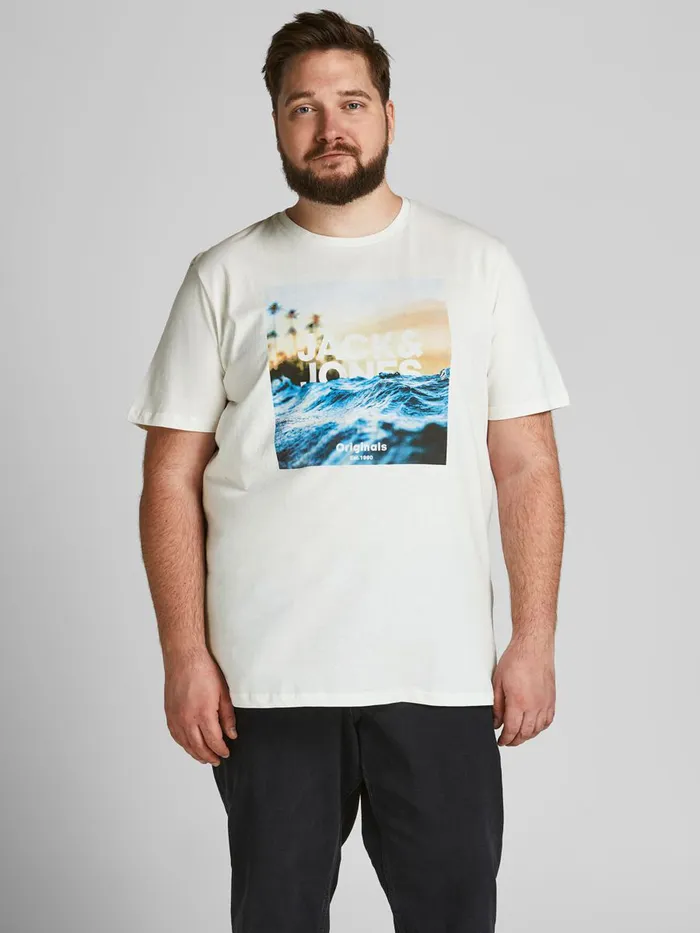 Tshirts JACK and JONES Mens PHOTO PRINTED PLUS SIZE TSHIRT White Cloud Dancer Near Me Tshirts JACK and JONES Mens PHOTO PRINTED PLUS SIZE TSHIRT White Cloud Dancer Near Me
