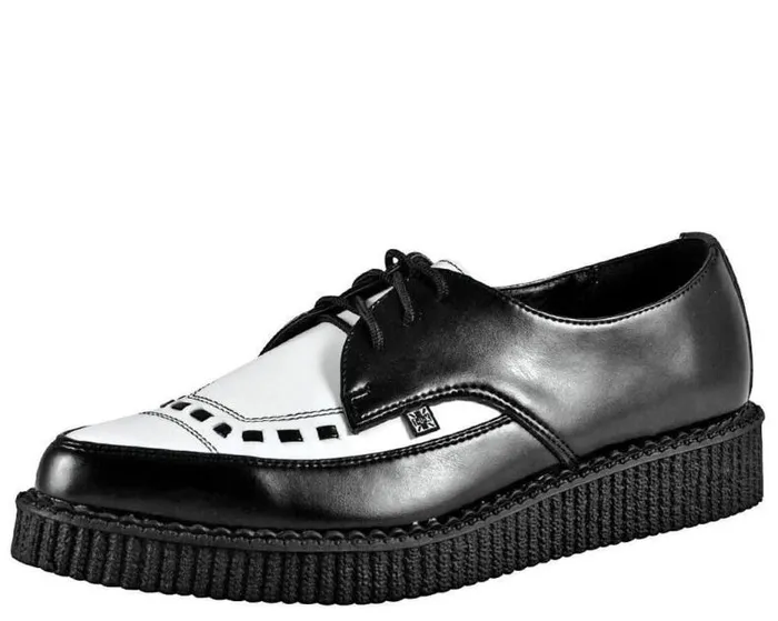 TUK Shoes Dress Shoes Men Black and White Leather Tie Pointed Toe Creeper 8211 TUK Shoe TUK Shoes Dress Shoes Men Black and White Leather Tie Pointed Toe Creeper 8211 TUK Shoe