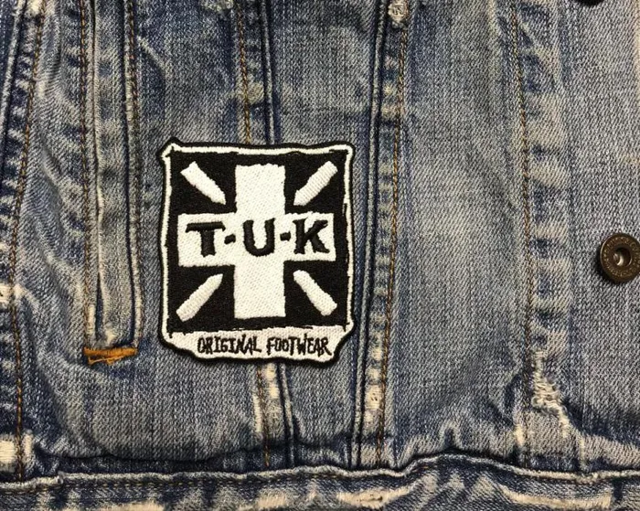 TUK Shoes Stickers Pins Patches Totes Adult TUK Black and White Kick Square Logo Patch