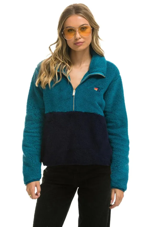 Teddy Apres Half Zip Color Block Jacket 8211 Capri WomenMen Aviator Nation Teddy Jackets Teddy Apres Half Zip Color Block Jacket 8211 Capri WomenMen Aviator Nation Teddy Jackets