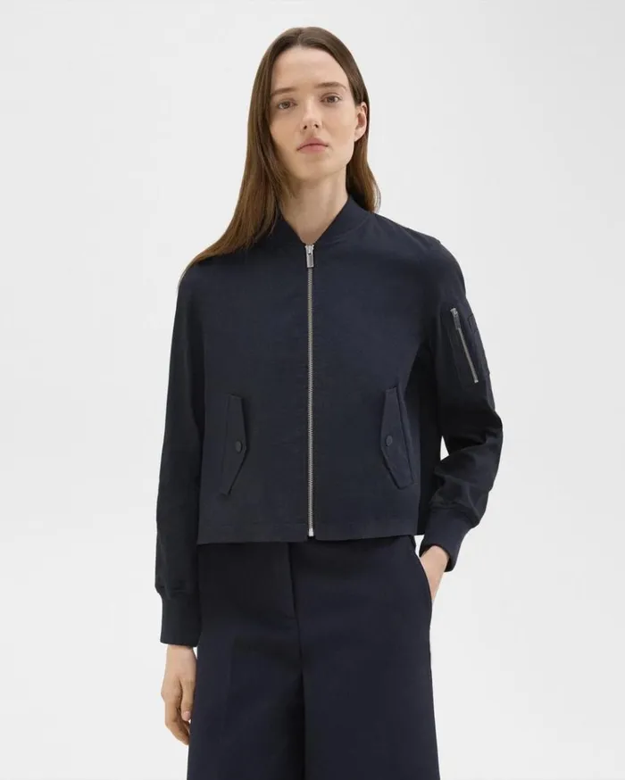 Theory ALine Flight Jacket In Good Linen Concord Women Outerwear