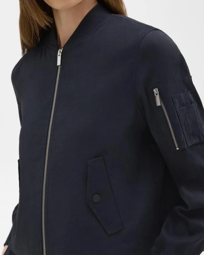 Theory ALine Flight Jacket In Good Linen Concord Women Outerwear