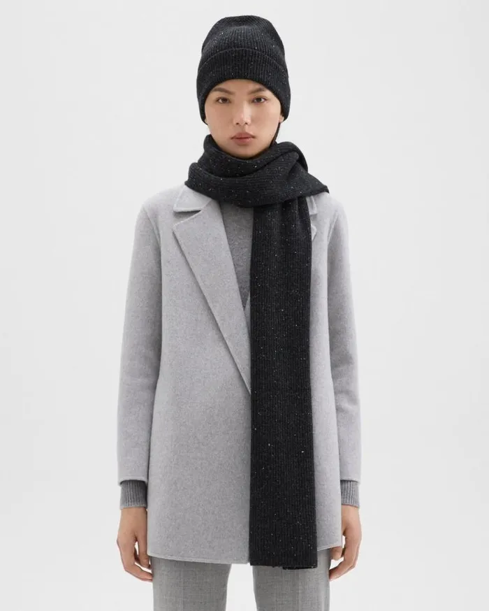 Theory Beanie In Donegal WoolCashmere Charcoal Multi Women Hats Gloves Scarves Theory Beanie In Donegal WoolCashmere Charcoal Multi Women Hats Gloves Scarves