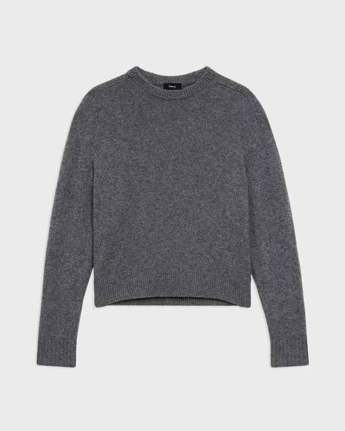 Theory Cropped Sweater In Cashmere Light Charcoal Women Sweaters Cardigans Theory Cropped Sweater In Cashmere Light Charcoal Women Sweaters Cardigans
