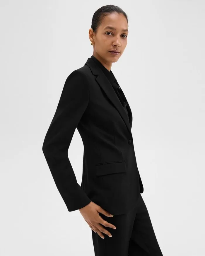 Theory Staple Blazer In Admiral Crepe Black Women Blazers Jackets