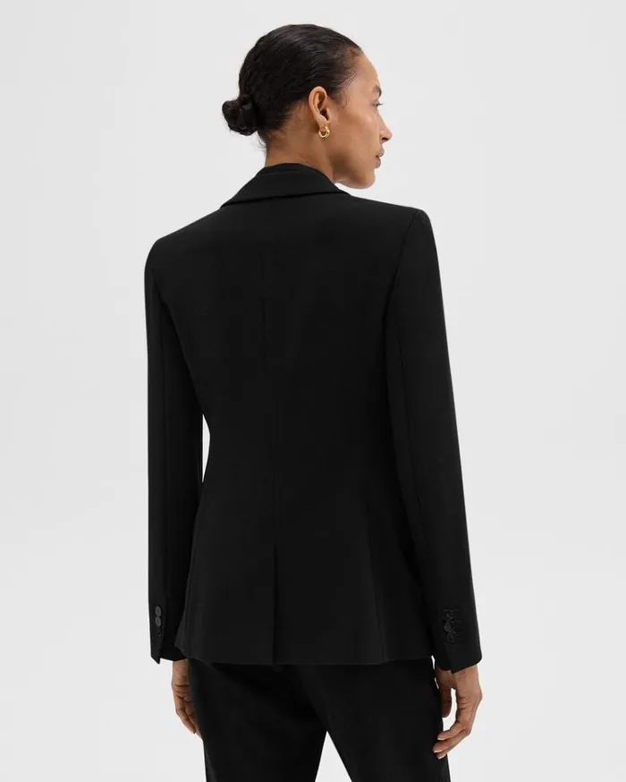 Theory Staple Blazer In Admiral Crepe Black Women Blazers Jackets