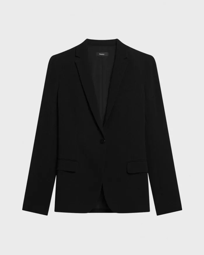Theory Staple Blazer In Admiral Crepe Black Women Blazers Jackets