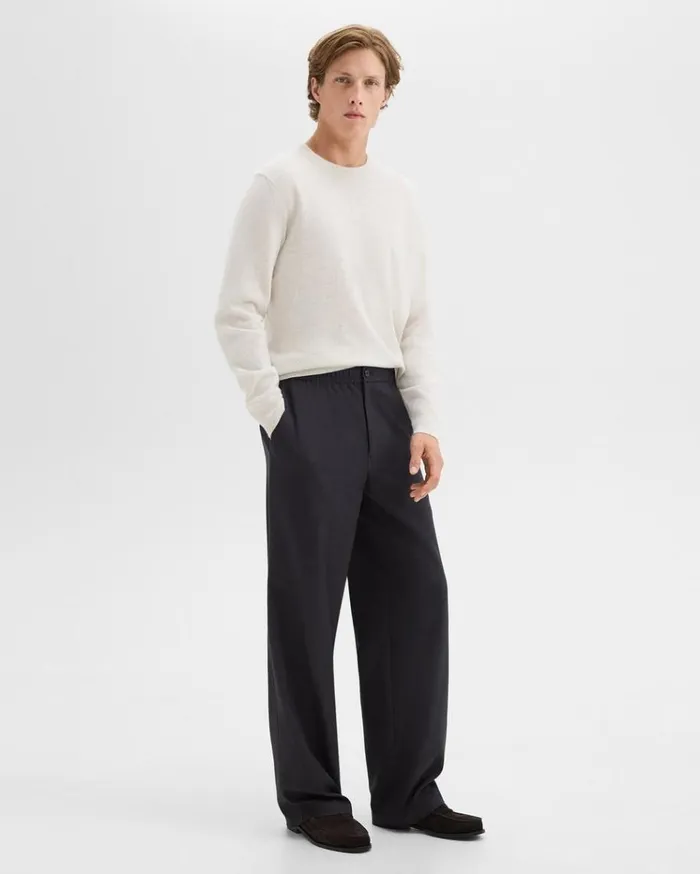 Theory WideLeg Drawstring Pant In Stretch Flannel Dark Navy Men Pants Theory WideLeg Drawstring Pant In Stretch Flannel Dark Navy Men Pants