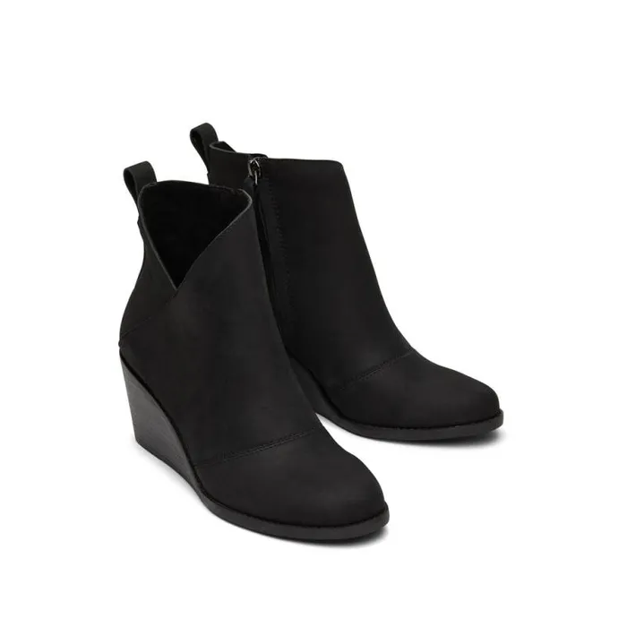 Toms Boots and Booties Sutton Wedge Ankle Bootie Black Leather 8211 Women Toms Boots and Booties Sutton Wedge Ankle Bootie Black Leather 8211 Women