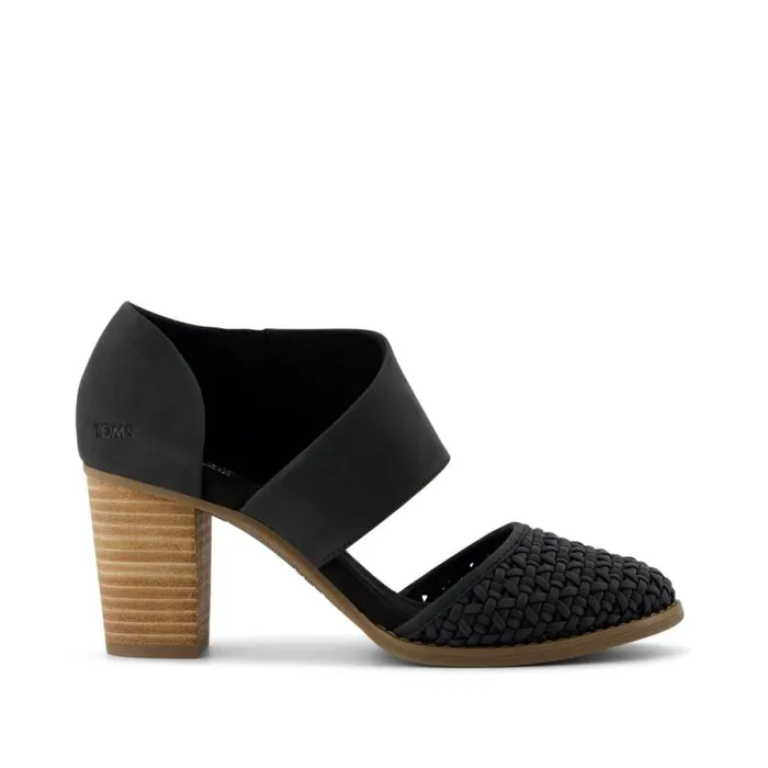 Toms Heels and Wedges Milan Closed Toe Heel Black Geo Basket Pu Leather 8211 Women Toms Heels and Wedges Milan Closed Toe Heel Black Geo Basket Pu Leather 8211 Women