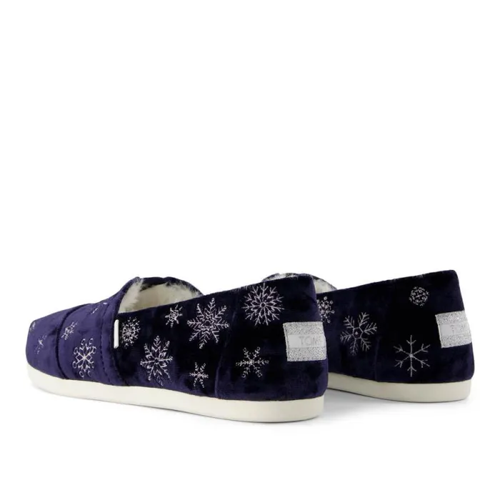 Toms TOMS Classics Alpargata Cloudbound Cozy Navy Velvet Embroidered Metallic Snowflakes 8211 Women