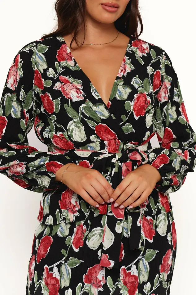 Tops Women Petal and Pup Minelli Pleat Top Black Rose
