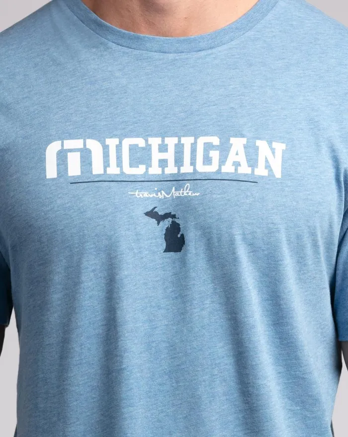 TravisMathew MACKINAC TEE Heather Blue Men Tees TravisMathew MACKINAC TEE Heather Blue Men Tees