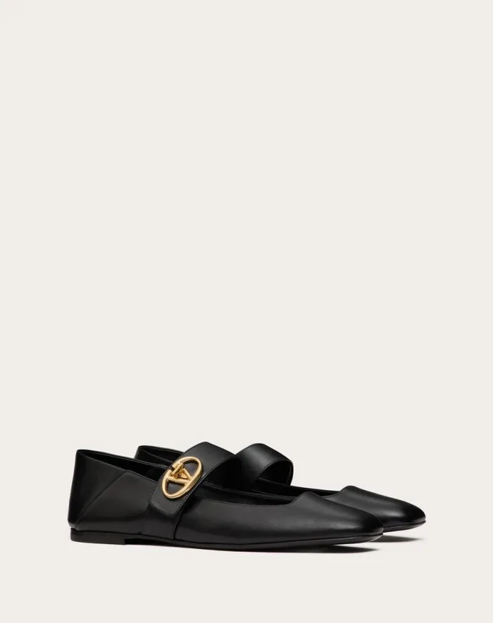 Valentino Ballerinas Woman Vlogo Locker Maryjane Ballerina In Calfskin For Woman In Black Black Valentino Ballerinas Woman Vlogo Locker Maryjane Ballerina In Calfskin For Woman In Black Black