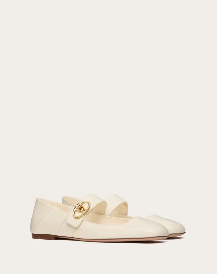 Valentino Ballerinas Woman Vlogo Locker Maryjane Ballerina In Calfskin For Woman In Black Black Valentino Ballerinas Woman Vlogo Locker Maryjane Ballerina In Calfskin For Woman In Black Black