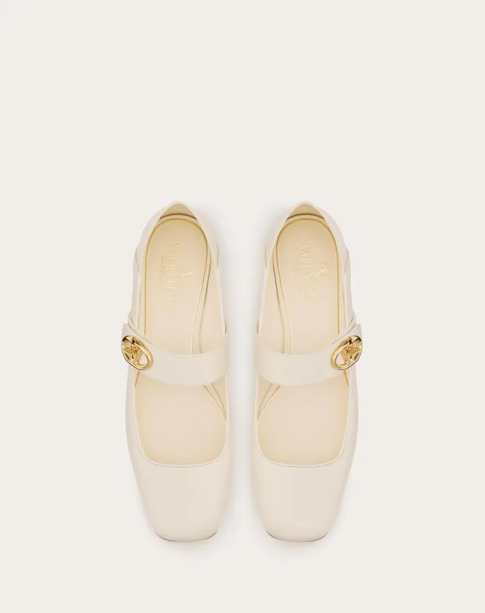 Valentino Ballerinas Woman Vlogo Locker Maryjane Ballerina In Calfskin For Woman In Black Black Valentino Ballerinas Woman Vlogo Locker Maryjane Ballerina In Calfskin For Woman In Black Black