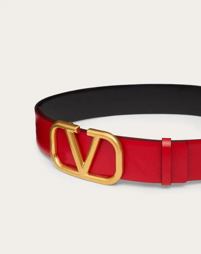 Valentino Belts Woman Reversible Vlogo Signature Belt In Glossy Calfskin 40 Mm For Woman In Blackpure Red Blackpure Red Valentino Belts Woman Reversible Vlogo Signature Belt In Glossy Calfskin 40 Mm For Woman In Blackpure Red Blackpure Red