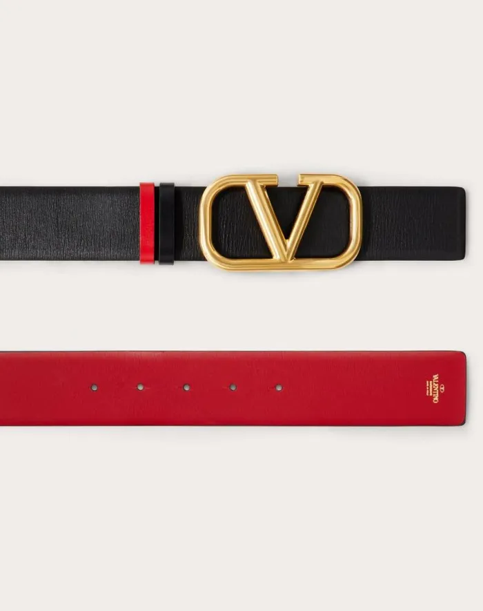Valentino Belts Woman Reversible Vlogo Signature Belt In Glossy Calfskin 40 Mm For Woman In Blackpure Red Blackpure Red Valentino Belts Woman Reversible Vlogo Signature Belt In Glossy Calfskin 40 Mm For Woman In Blackpure Red Blackpure Red