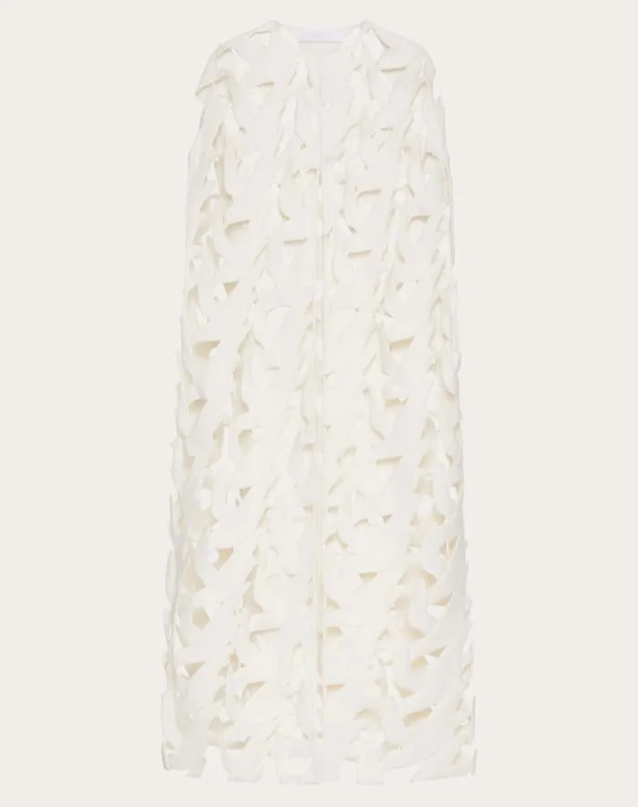 Valentino Coats And Outerwear Woman Embroidered Compact Drap Cape For Woman In Ivory Ivory
