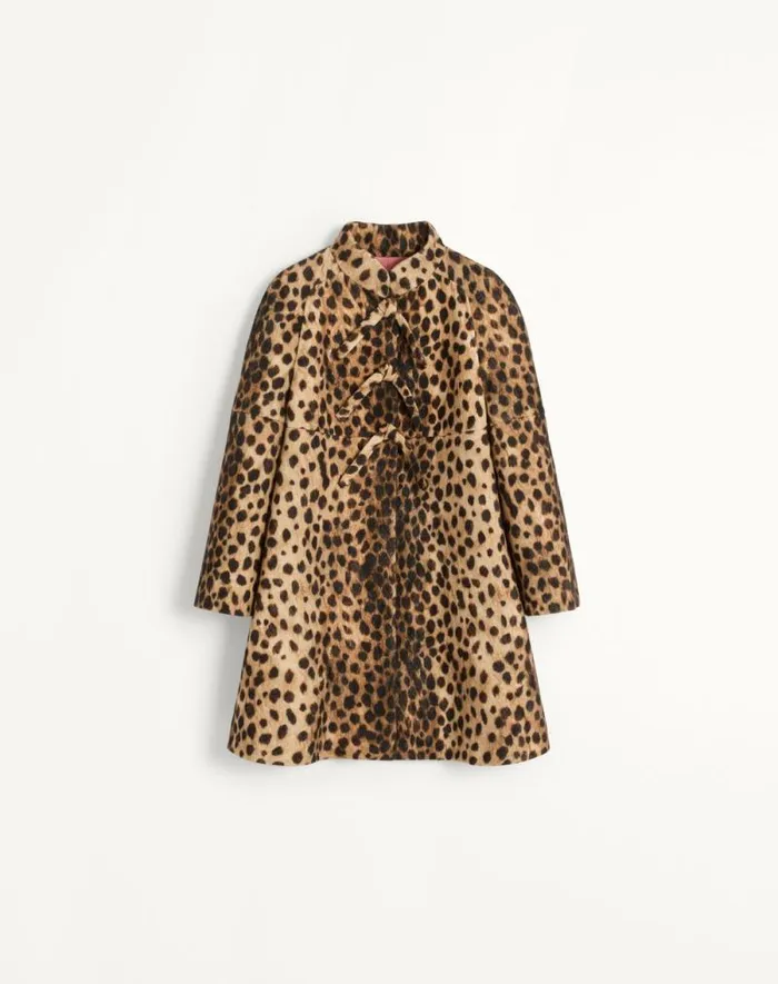 Valentino Coats And Outerwear Woman Jaguar Spots Printed Wool Cloth Coat For Woman In Animal Print Animal Print