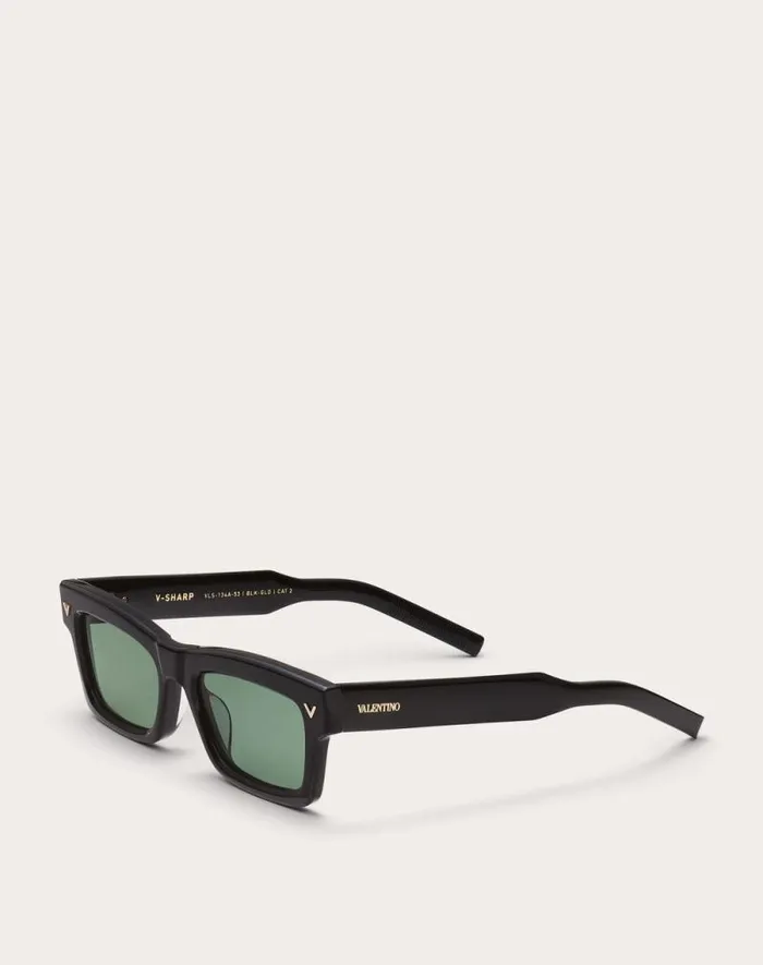 Valentino Eyewear WomanMan Vsharp Rectangular Acetate Frame In Dark Green Dark Green