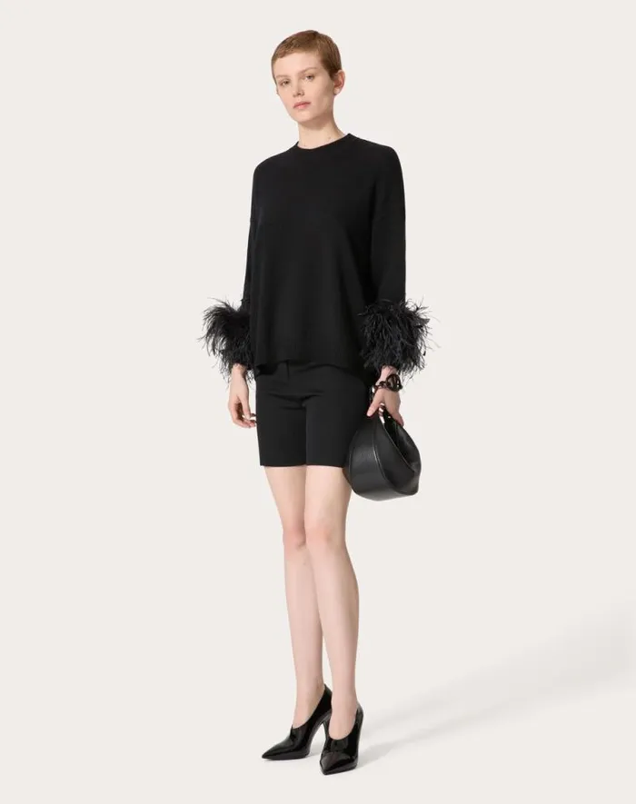 Valentino Pants And Shorts Woman Grisaille Bermuda Shorts For Woman In Black Black Valentino Pants And Shorts Woman Grisaille Bermuda Shorts For Woman In Black Black