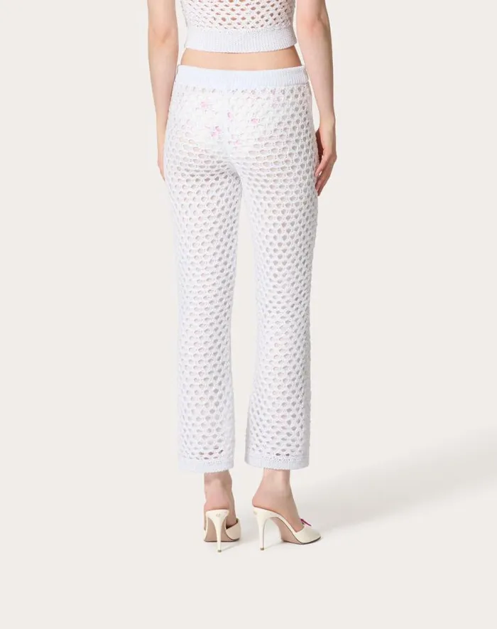 Valentino Pants And Shorts Woman Viscose Lurex And Sequin Pants For Woman In White White