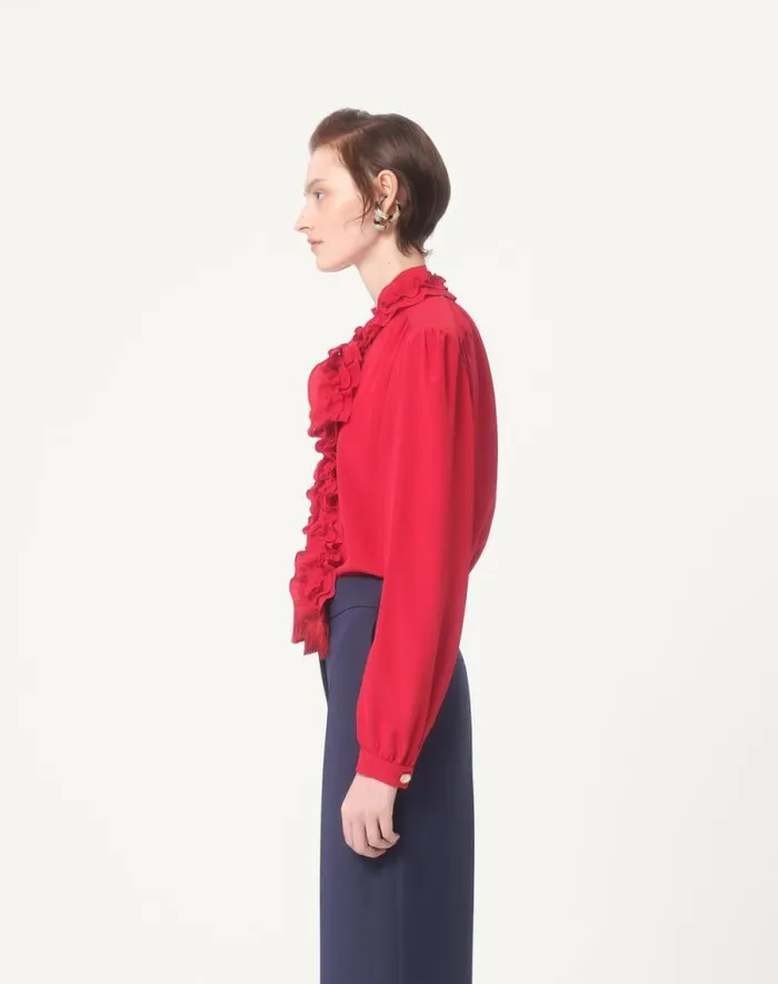 Valentino Shirts And Tops Woman Crepe De Chine Shirt For Woman In Red Red Valentino Shirts And Tops Woman Crepe De Chine Shirt For Woman In Red Red