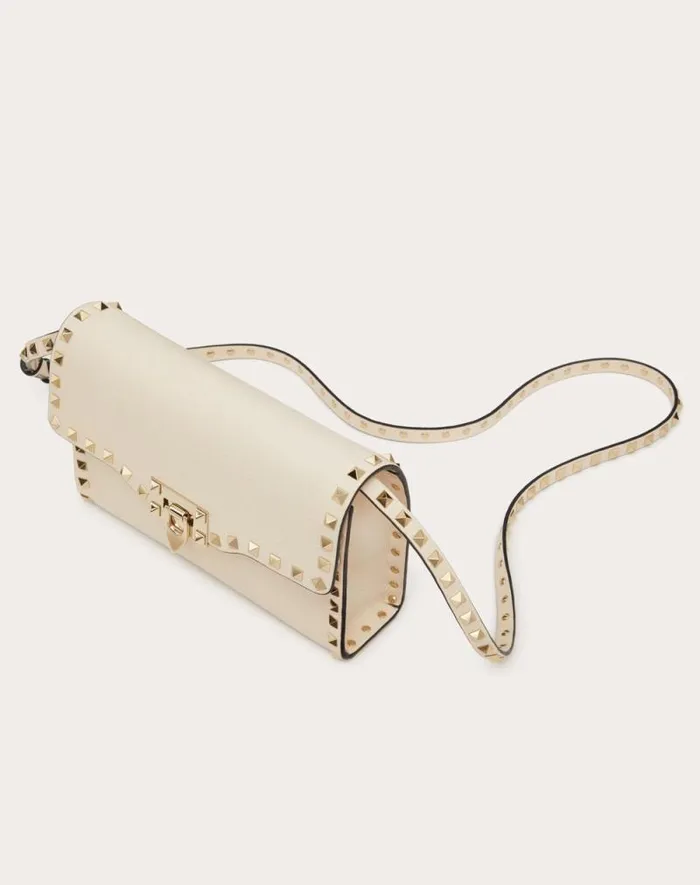 Valentino Shoulder Bags Woman Small Rockstud Grainy Calfskin Crossbody Bag For Woman In Rosso Valentino Rosso Valentino