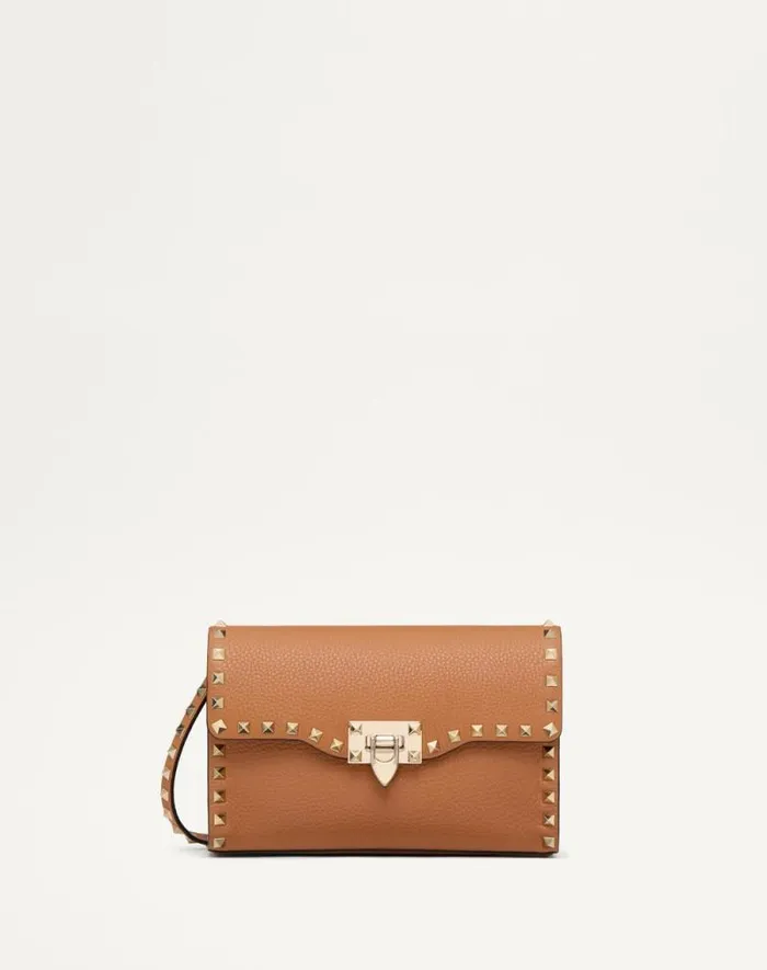Valentino Shoulder Bags Woman Small Rockstud Grainy Calfskin Crossbody Bag For Woman In Rosso Valentino Rosso Valentino