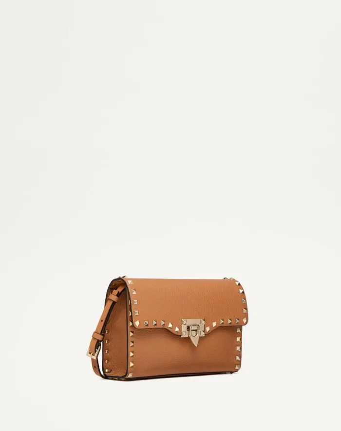 Valentino Shoulder Bags Woman Small Rockstud Grainy Calfskin Crossbody Bag For Woman In Rosso Valentino Rosso Valentino