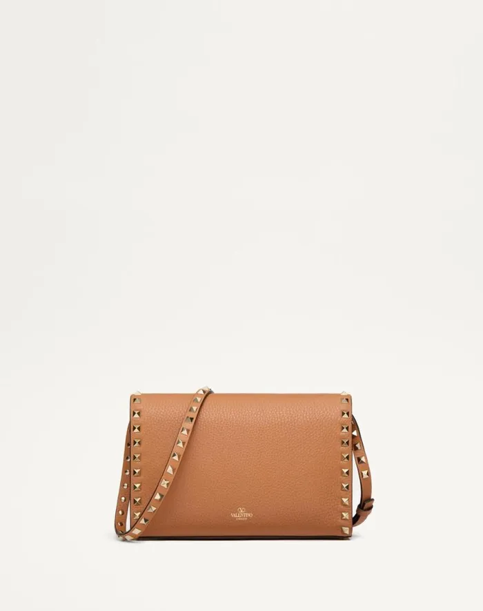 Valentino Shoulder Bags Woman Small Rockstud Grainy Calfskin Crossbody Bag For Woman In Rosso Valentino Rosso Valentino